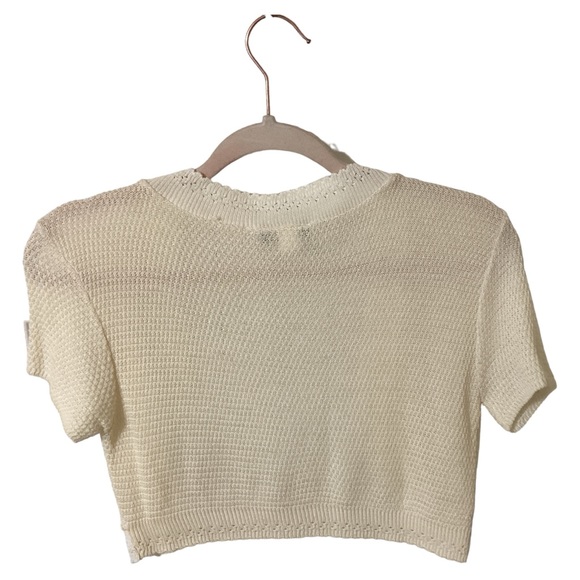 Gabriel New York Cream Short Sleeves Solid Open Front Crop Vest/Top Size S - Picture 4 of 11